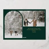 メリークリスマスレトロアーチフォトコラージュ 箔シーズンカード (裏面)