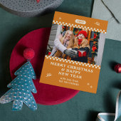 メリークリスマスレトロオレンジパーソナライズされた色 シーズンカード