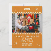 メリークリスマスレトロオレンジパーソナライズされた色 シーズンカード (正面)