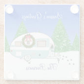 メリークリスマスレトロキャンパートレーラー ガラスコースター (裏面)