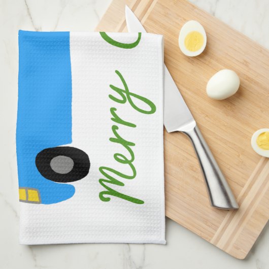 メリークリスマスレトロキャンパーモーターホームRVクリスマス キッチンタオル (四つ折り)