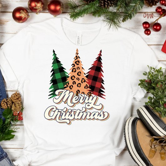 メリークリスマスレトロクリスマスツリーズTシャツ Tシャツ