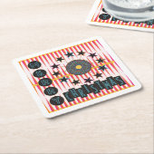 メリークリスマスレトロコースター スクエアペーパーコースター (アングル)