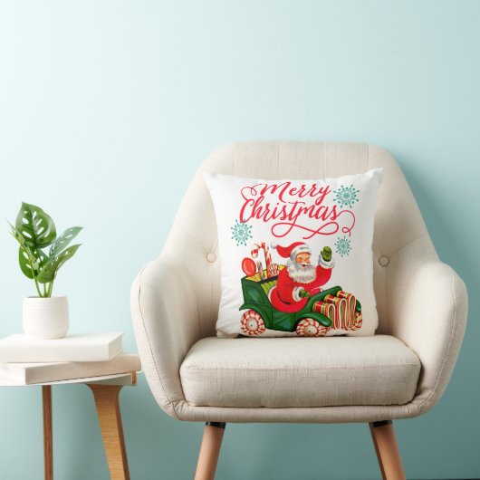 メリークリスマスレトロサンタクロースinキャンディカー クッション (椅子)