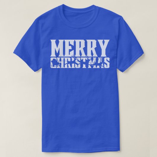 メリークリスマスレトロサンタスリー&ライ飛んでいるンド Tシャツ (デザイン正面)