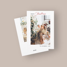 メリークリスマスレトロスクリプトフォトホリデーカード シーズンカード