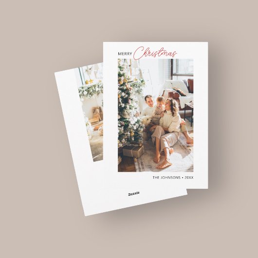 メリークリスマスレトロスクリプトフォトホリデーカード シーズンカード