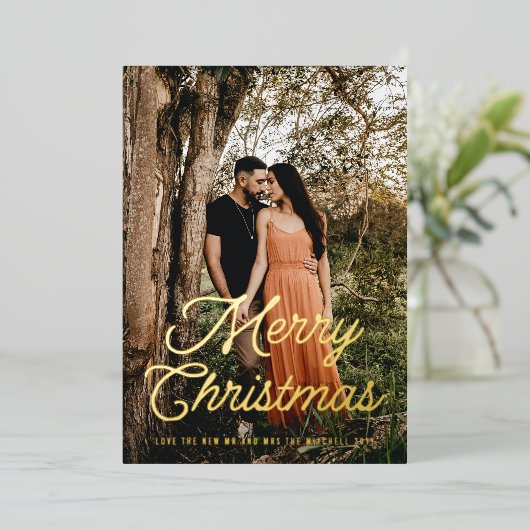 メリークリスマスレトロスクリプト 箔シーズンカード (立ち正面)