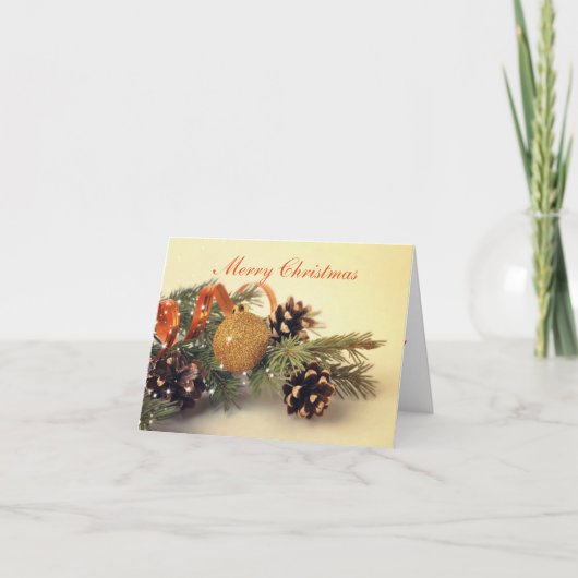 メリークリスマスレトロスタイルデコレーションノートカード シーズンカード (正面)