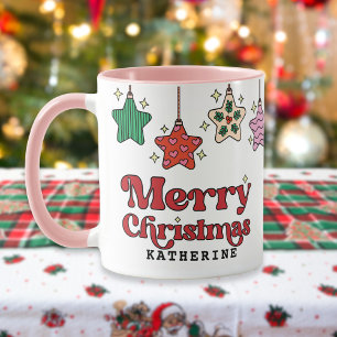 メリークリスマスレトロスターオーナメントカスタム マグカップ