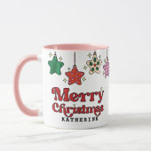 メリークリスマスレトロスターオーナメントカスタム マグカップ (左)