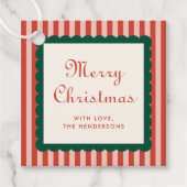 メリークリスマスレトロストライプのホリデー フェイバータグ (正面)