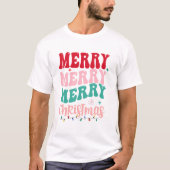 メリークリスマスレトロタイポグラフィクリスマス Tシャツ (正面)