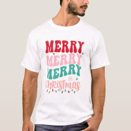 メリークリスマスレトロタイポグラフィクリスマス Tシャツ