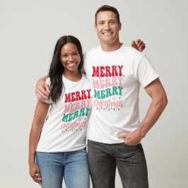 メリークリスマスレトロタイポグラフィクリスマス Tシャツ