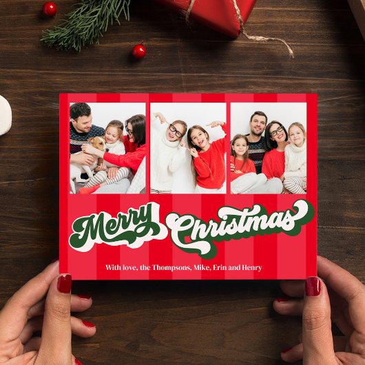 メリークリスマスレトロタイポグラフィコラージュ シーズンカード