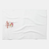 メリークリスマスレトロタイポグラフィサンタピンクハット キッチンタオル (横)