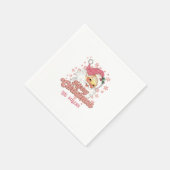 メリークリスマスレトロタイポグラフィサンタピンクハット スタンダードカクテルナプキン (角)