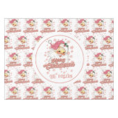 メリークリスマスレトロタイポグラフィサンタピンクハット テーブルクロス (正面(横))