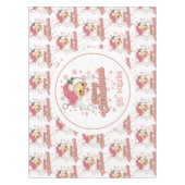 メリークリスマスレトロタイポグラフィサンタピンクハット テーブルクロス (正面)