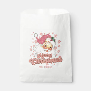 メリークリスマスレトロタイポグラフィサンタピンクハット フェイバーバッグ