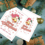 メリークリスマスレトロタイポグラフィサンタピンクハット 招待状