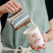 メリークリスマスレトロタイポグラフィサンタピンクハット 紙コップ