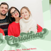 メリークリスマスレトロタイポグラフィフォトレッドグリーン シーズンポストカード