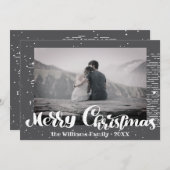 メリークリスマスレトロタイポグラフィ家族写真 シーズンカード (正面/裏面)