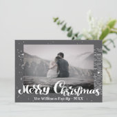 メリークリスマスレトロタイポグラフィ家族写真 シーズンカード (スタンド正面)