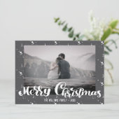 メリークリスマスレトロタイポグラフィ家族写真 シーズンカード (スタンド正面)