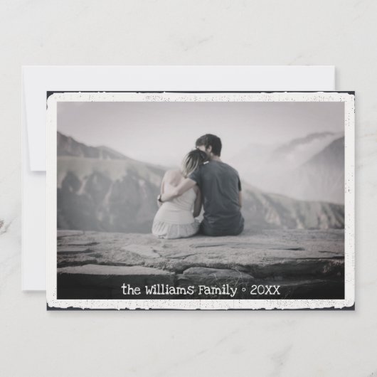 メリークリスマスレトロタイポグラフィ家族写真 シーズンカード (正面)