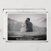 メリークリスマスレトロタイポグラフィ家族写真 シーズンカード (正面/裏面)