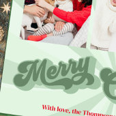 メリークリスマスレトロタイポグラフィ数々のフォトグリーン シーズンカード