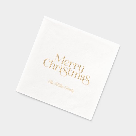 メリークリスマスレトロタイポグラフィ箔 箔ナプキン (左)