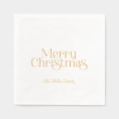 メリークリスマスレトロタイポグラフィ箔 箔ナプキン (正面)
