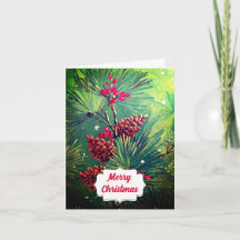 メリークリスマスレトロツリーホリデーグリーティングカード