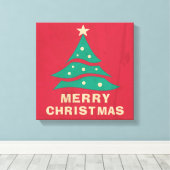 メリークリスマスレトロツリー キャンバスプリント (インサイチュ (ウッドフロア))