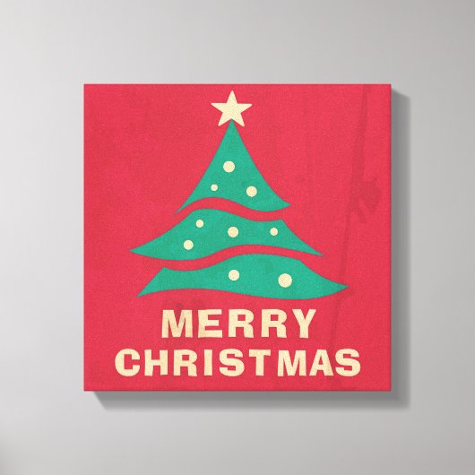 メリークリスマスレトロツリー キャンバスプリント (正面)