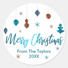 メリークリスマスレトロティール（緑がかった色）銅海軍デコール ラウンドシール