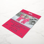 メリークリスマスレトロピンクパーソナライズされた写真 箔シーズンカード (回転した状態)