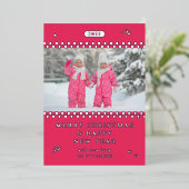 メリークリスマスレトロピンクパーソナライズされた写真 箔シーズンカード (立ち正面)