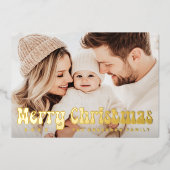 メリークリスマスレトロフォント写真 箔シーズンカード (正面)