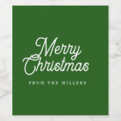 メリークリスマスレトロホワイトタイポグラフィオングリーン ワインラベル (シングルラベル)