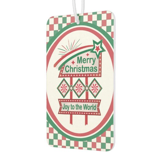 メリークリスマスレトロマーキー – Joy to the World カーエアーフレッシュナー (左)