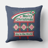 メリークリスマスレトロマーキー – Joy to the World クッション (裏面)