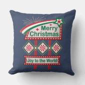 メリークリスマスレトロマーキー – Joy to the World クッション (正面)