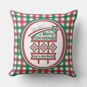 メリークリスマスレトロマーキー – Joy to the World クッション (正面)
