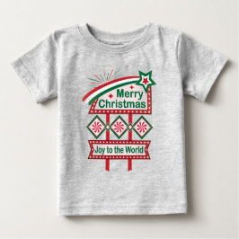メリークリスマスレトロマーキー – Joy to the World ベビーTシャツ