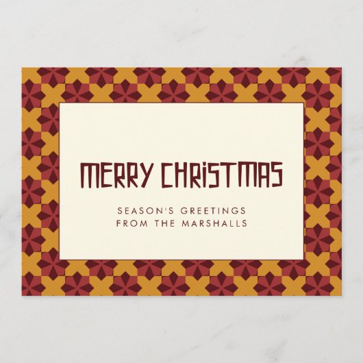 メリークリスマスレトロミッドセンチュリーパターン シーズンカード (正面)